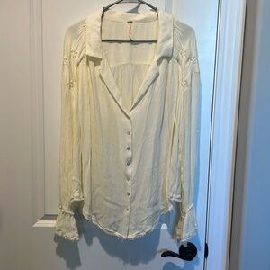 Free People Blouse with Floral Embroidery